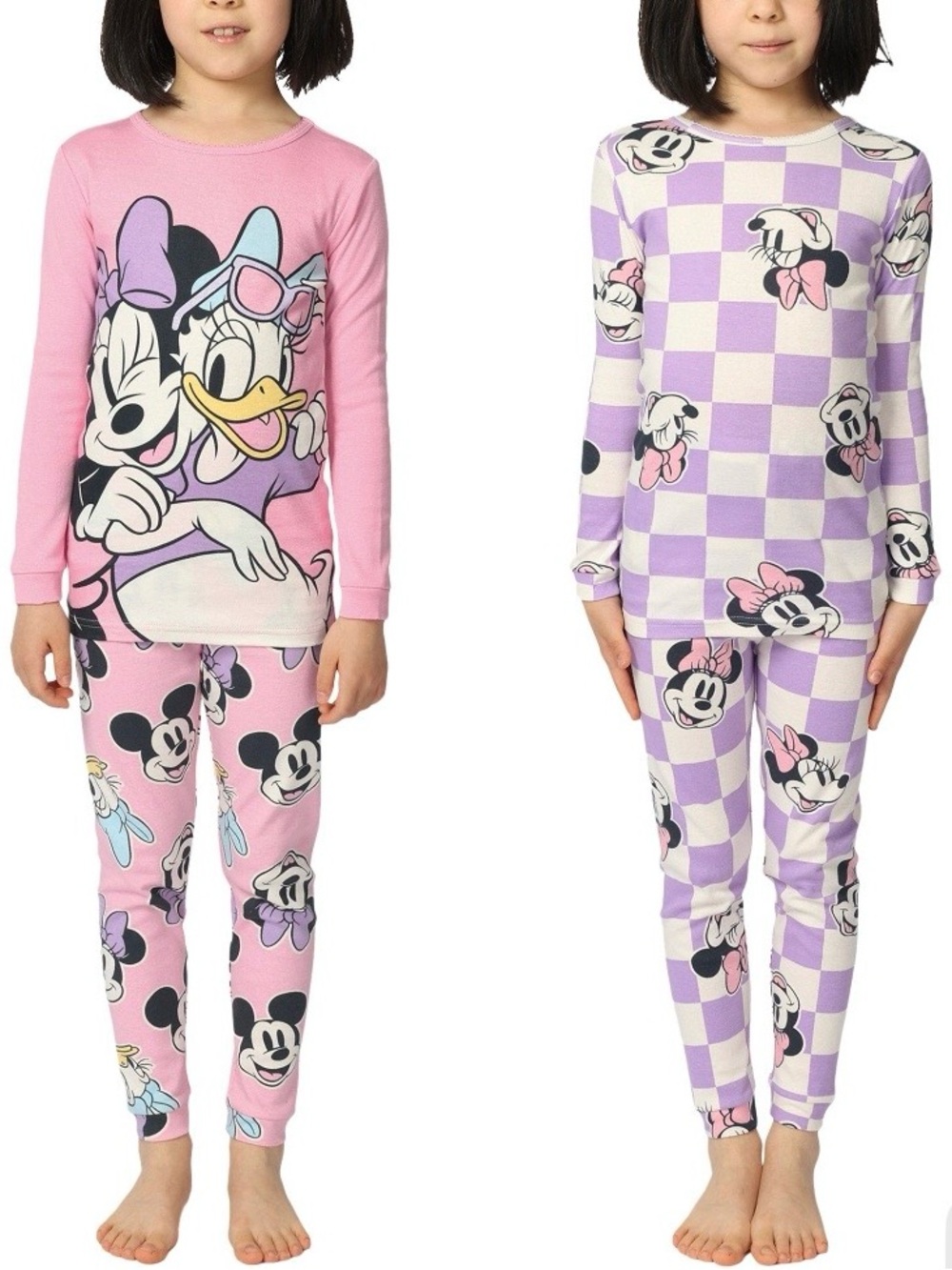 NWT Disney Minnie Mouse 4-piece Pajama Set Pink Purple Girl Size 6